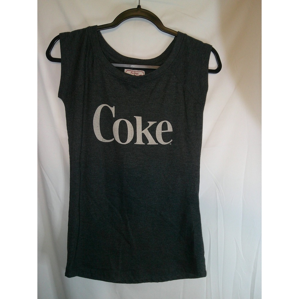 Rare Red Jacket for‎ Coca-Cola Coke Gray Graphic T-Shirt Tee Top Tank